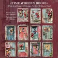 Retro Time Portal theme decorative scrapbooking paper with 10 vintage door designs - Time Wooden Door