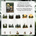 Nature journey PET stickers set featuring forest deer and cabins for scrapbooking - Forest Reindeer