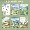 Green landscape scenery DIY stickers set for journaling and creative scrapbooking - Emerald Mountains