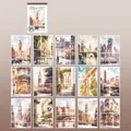Set di 30 adesivi di paesaggi urbani in carta PET e Washi in elegante stile vintage - Tempo dei Vicoli