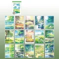 Set di 30 adesivi scenario forestale Morning Breeze in PET e carta washi - Brezza Mattutina del Campo Verde