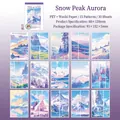 Kit d'autocollants DIY thème Aurore des Neiges avec 30 pièces en PET et papier washi - Aurore de la Crête de Neige