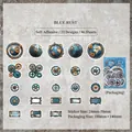 Autocollants Steampunk Blue Rust avec engrenages vintage, lot de 46 pièces pour décorations - Rouille Bleue