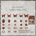 Lot d'autocollants steampunk avec papillons rouillés, engrenages et cadres vintage - Papillon de Rouille
