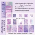 Set di carta per scrapbooking con farfalle viola pastello e texture miste per fai-da-te - 25 Pezzi per Confezione / Farfalla Cenere Viola