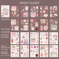 Set di 20 adesivi per guardaroba in PET e carta washi in stile dolce e carino - 20 Fogli / Negozio di Abbigliamento Dolce (Serie Guardaroba da Ragazza)