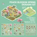 Set adesivi 3D PET Peach Blossom Spring con 3 fogli, tessera scenario e pinzette - Sorgente dei Fiori di Pesco