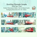 50mm washi tape met een vintage rood-witte trein die door een berkenbos rijdt - Canada Shuttle