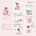 PET decorative tape Home Time theme with cozy watercolor illustrations of cats and flowers - Home Time