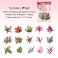 Set di 15 adesivi in PET a tema foglie verdi e rosse per decorazione scrapbooking DIY - Verde Sophora Estivo