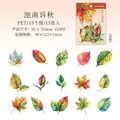 Set di 15 adesivi in PET con foglie autunnali e disegni di piante ad acquerello - Autunno dello Stagno Sud