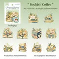 Golden PET coffee and book theme stickers for DIY planners and scrapbook decoration - Coffee and Books