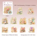 Adesivi in PET con motivi di fiori e libri e dettagli in lamina d'oro per scrapbooking - Libri Floreali