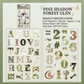 Autocollants vintage alphabet et chiffres thème forêt pour décoration de journal - Pine Shadow