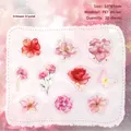 Floral PET sticker set Crimson Crystal 20pcs with red flowers and butterflies for DIY - 20 Pcs/Pack / Crimson Crystal
