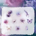 Purple Glass series PET stickers with watercolor floral, butterfly, and feather patterns - 20 Pcs/Pack / Purple Glass