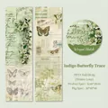 Washi Tape mit Schmetterlings- und Blumenmuster im Retro-Stil für DIY-Bastelarbeiten - Grüne Schmetterlingsspur