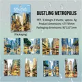 Artistic urban city streetscape stickers PET material rainy season theme 8-piece set - Bustling City