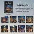 Night Rain Street PET sticker set with 8 architectural designs for journaling - Night Rain Street