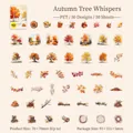 Set di 50 adesivi autunnali in PET con foglie di ginkgo dorate e acero rosso - Suono d'Autunno Negli Alberi