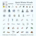 Winter forest PET sticker set featuring 50 unique snow cedar and winter berry designs - Winter Forest Quiet