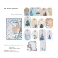 Pegatinas de invierno en papel kraft blanco con detalles plateados para manualidades - 30 Hojas / Colección Regalo de Invierno