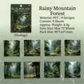 Rain Dew Mountain Forest PET landscape stickers set with 8 assorted forest designs - Rain Dew Mountain Forest