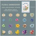 Lot de 20 cartes de style broderie vintage avec motifs de fleurs, roses et marguerites - Broderie florale
