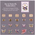 Tarjetas decorativas estilo bordado de mariposas y abejas, set de 20 para manualidades - Bordado de Abejas y Mariposas