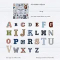 Vintage alphabet stickers set with fabric texture for scrapbooking, 52 pieces included - Fabric English
