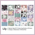 Floral lily pattern matte PET sticker set for journals, 10 pieces pack, size 40x144mm - 10 Sheets Set / Lily