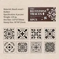 Retro mandala wooden stamp set with 8 floral rubber patterns for DIY journaling and crafts - Bluestone Trace Pattern