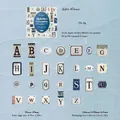 Vintage alphabet sticker set in light blue with unique ceramic texture and cut-out design - Letter Ceramics