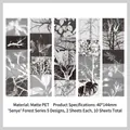 Matte PET forest series decorative stickers featuring green plant and tree leaf designs - 10 Sheets Set / Forest