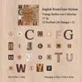 Vintage alphabet sticker set featuring 52 pieces of wood texture letter designs for journaling - English Wood Grain