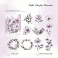 3D gold stamped matte PET stickers featuring 20 pieces of light purple floral motifs - Pack of 20 / Light Purple Branch