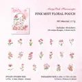 Pink Mist serie PET-stickerpakket met 40 stuks esthetische planten- en bloemmotieven - 40 Stuks/Pack / Mistig Roze Bloemlandschap