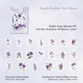 Paarse bloemen PET-stickerset voor scrapbooking met aquarel ranken ontwerpen - 40 Stuks/Pack / Lavendel Rank Schets