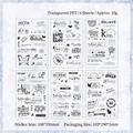 6 fogli di adesivi PET vintage con farfalle e testo per scrapbooking fai-da-te - Farfalla Danzante Inglese