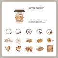 Decoratieve PET-stickers met koffiethema, koffiebonen en vintage latte art patronen - Koffie Afdruk