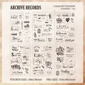 6er-Set Vintage-PET-Aufkleber mit schwarzer Typografie für DIY-Journaling und Scrapbooking - Rekordarchivierung