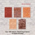 Retro brick pattern washi stickers set for scrapbooking, includes 10 pieces of stone textures - Brick Crevice