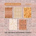 Stickers washi motif mosaïque rétro pour scrapbooking en cinq tons terreux - Brique carrée