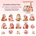 Strawberry Cat Paw PET sticker set with 15 girl and cat winter themed illustrations - Strawberry Cat Paw