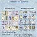 Retro handmade DIY craft card set Green Fields with pop-up and folding mechanisms - Green Fields Blue Sky
