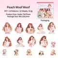 PET-Sticker-Set Pfirsich-Hund mit Anime-Mädchen und süßen Hunden für DIY-Planer - Pfirsich-Wuff