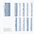 Lace hollow sticker showing wave edges and vintage newspaper prints in blue color - Dark Water Waves