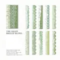 Detailed laser-cut white kraft paper lace stickers featuring green floral lace patterns - Evening Breeze