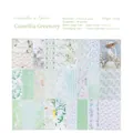 Green camellia vintage scrapbook paper set with 50 sheets for DIY botanical journals - Camellia Greenery