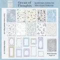 Set di 23 carte vintage per scrapbooking blu con motivi floreali e bordi in pizzo - Mare di Pensieri